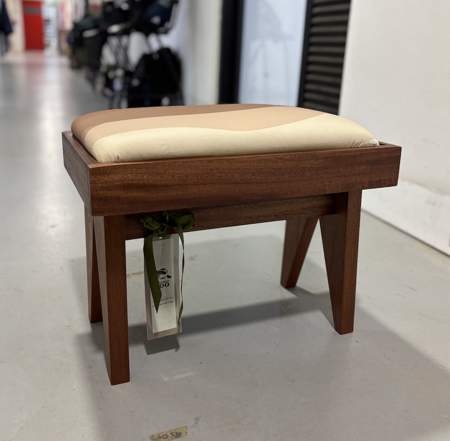 Timber footstool inspired by Arabian oryx
